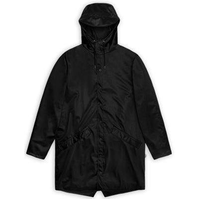 Rains Unisex Long Jacket Black Grain, XS Rains Unisex Long Jacket Black Grain, XS