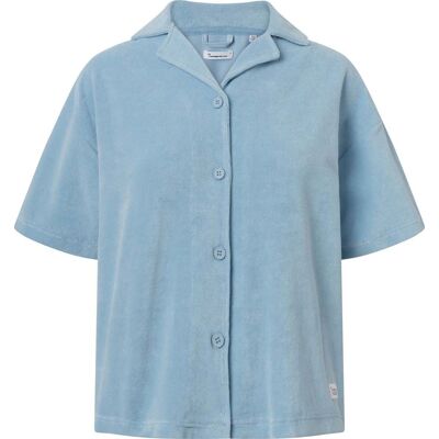 Knowledge Cotton Apparel Women's Woven Terry Short Sleeve Shirt Airy Blue, S Knowledge Cotton Apparel Women's Woven Terry Short Sleeve Shirt Airy Blue, S