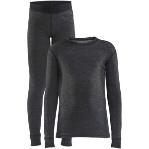 Craft Juniors' Core Wool Merino Set Black Melange, 98/104 Craft Juniors' Core Wool Merino Set Black Melange, 98/104