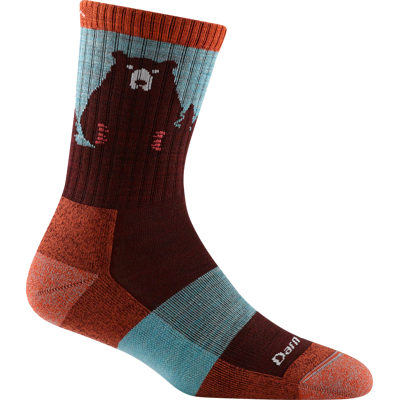 Darn Tough Women's Bear Town Micro Crew Light Cushion Burgundy, Burgundy S Darn Tough Women's Bear Town Micro Crew Light Cushion Burgundy, Burgundy S
