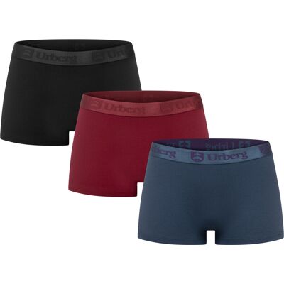Urberg Women's Isane 3-pack Bamboo Boxers Cabarnet/Midnight Navy/Black Beauty, S Urberg Women's Isane 3-pack Bamboo Boxers Cabarnet/Midnight Navy/Black Beauty, S