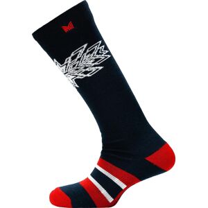 Dale of Norway Spirit Wool Socks High Navy Raspberry Offwhite L, Navy Raspberry Offwhite