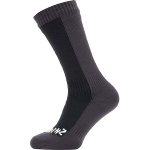 Sealskinz Waterproof Cold Weather Mid Length Sock Dark Grey/Black S, Black/Grey