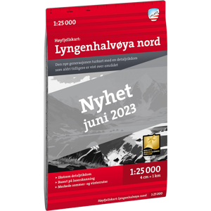 Calazo förlag Høyfjellskart Lyngenhalvøya nord 1:25.000 Nocolour OneSize, NoColour
