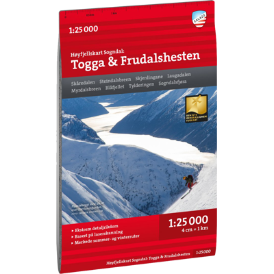 Calazo förlag Sogndal: Togga & Frudalshesten 1:25 000 Alpine map, 1:25 000 Calazo förlag Sogndal: Togga & Frudalshesten 1:25 000 Alpine map, 1:25 000
