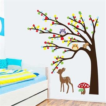 TipTop Wallstickers Colorful Tree& Owls & Deer Design Removable PVC Decals Girls Boys Kids Room TipTop Wallstickers Colorful Tree& Owls & Deer Design Removable PVC Decals Girls Boys Kids Room
