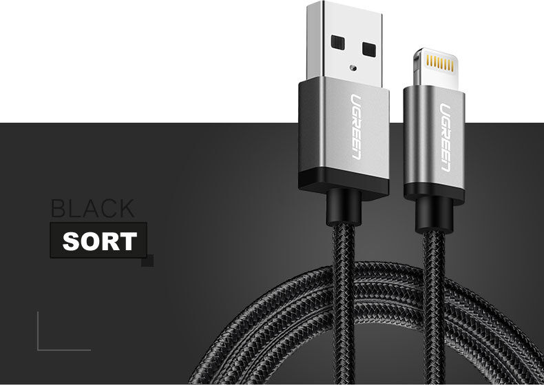 Ugreen Usb 2.0 Lightning Kabel 1m (Mfi) Sort Ugreen Usb 2.0 Lightning Kabel 1m (Mfi) Sort