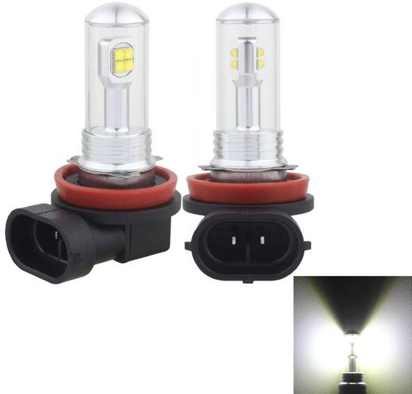 24hshop LED Dæmpbart Lys H8/H11 40W 800lm 6000K 8 CREE LED Car Fog Lights, DC 12V (White