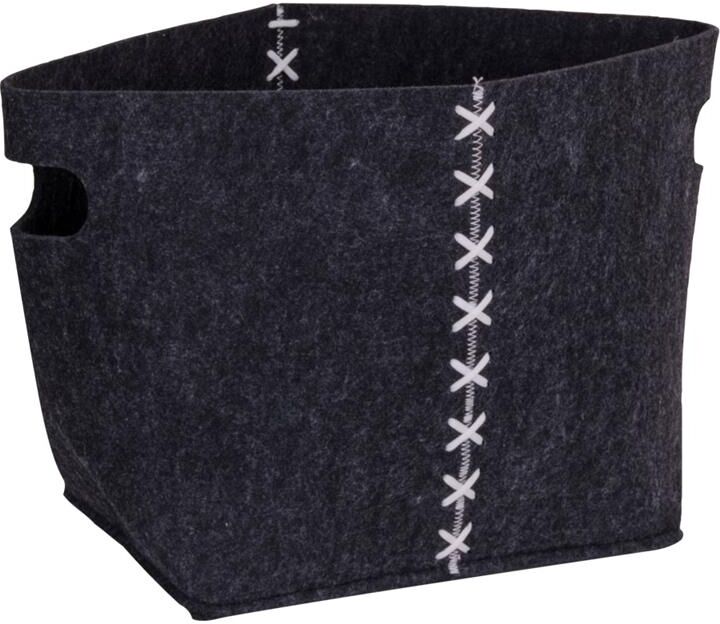 Alo kurv i mørk grå filt med hvide stiksygninger.