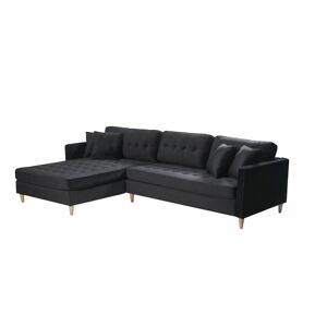 Marino Deluxe chaiselongsofa højre eller venstrevendt inkl. puder velour sort.