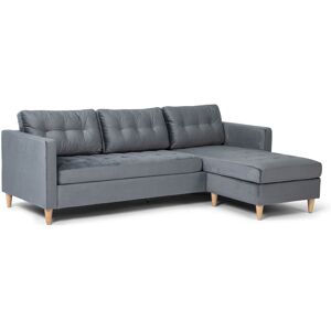 Marino sofa BA3, chaiselongsofa højre eller venstrevendt i velour grå.