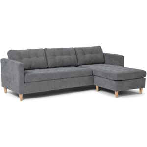 Marino sofa, chaiselongsofa højre eller venstrevendt i fløjl grå.