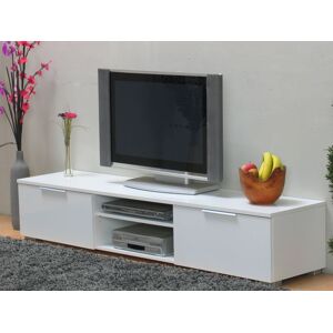 Bergamo Tv-bord med 2 skuffer og 2 hylder bredde 172 cm, højde 33 cm hvid højglans.
