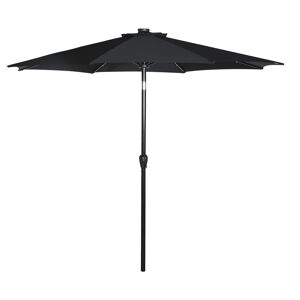 Rices solafskærmning parasol, med krank, LED solar og tilt Ø3 M sort/sort.