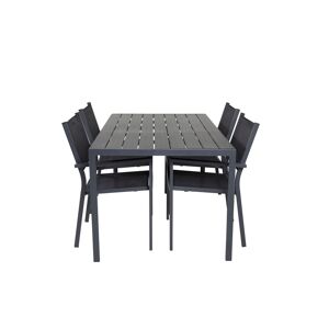 Break havesæt bord 150x90cm, 4 stole Copacabana, sort,sort.