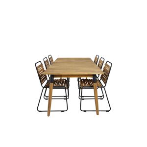 Julian havesæt bord 100x210cm og 6 stole Bois sort, natur.