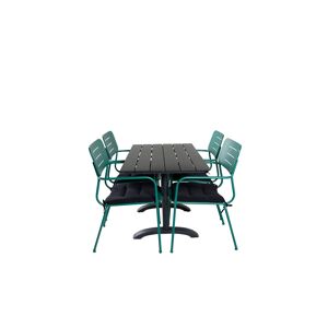 Denver havesæt bord 70x120cm og 4 stole Nicke grøn, sort.