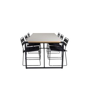 Texas havesæt bord 100x200cm og 6 stole Lina sort, natur, grå.