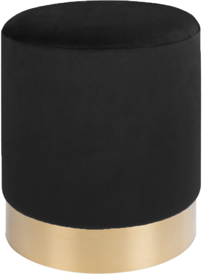 Gavin fodskammel, puf sort velour med messingfarvet kant. Gavin fodskammel, puf sort velour med messingfarvet kant.