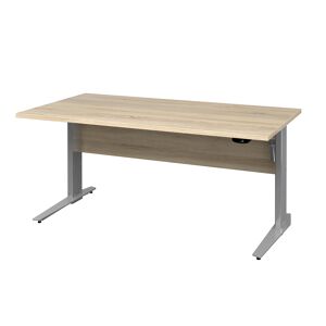 Prisme skrivebord B elektronisk hæve/sænke eg struktur dekor og sølvgrå stål.
