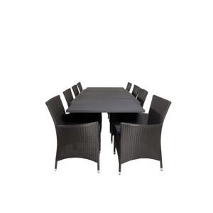 Marbella havesæt bord 100x160/240cm og 8 stole Knick sort.