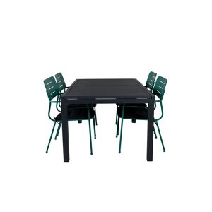 Marbella havesæt bord 100x160/240cm og 4 stole Nicke grøn, sort.