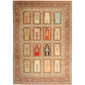 Håndknyttet. Oprindelse: India 244X355 Kashmir Pure Silke Håndknyttet Tæppe Orange/Beige Indien