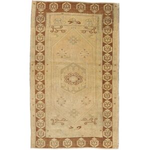 Håndknyttet. Oprindelse: Turkey Håndknyttet Taspinar Taeppe 108X180 Vintage Uldtæppe Orange/Beige Lille Tæppe