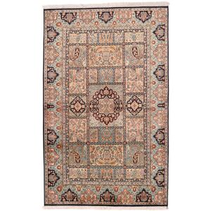 Håndknyttet. Oprindelse: India Kashmir Pure Silke Taeppe 128X201 Silketæppe Beige/Brun Lille Tæppe