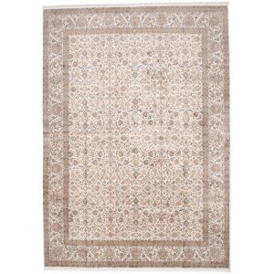 Håndknyttet. Oprindelse: India Kashmir Pure Silke Taeppe 312X425 Beige/Lysegrå