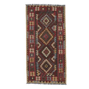 Håndknyttet. Oprindelse: Afghanistan Orientalsk Kelim Afghan Old Style Taeppe Tæppe 100X198 Sort/Brun (Uld, Afghanistan)