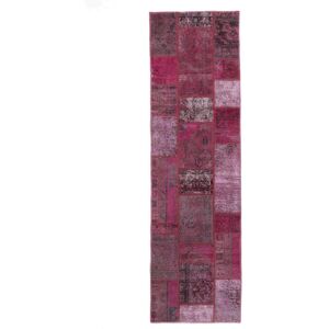 Håndknyttet. Oprindelse: Persia / Iran 75X258 Patchwork - Persien/Iran Håndknyttet Tæppeløber Tæppe Lyserød/Sort Persien/Iran