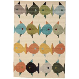 RugVista Fugl og fisk Tæppe - Beige / Multicolor 140x200