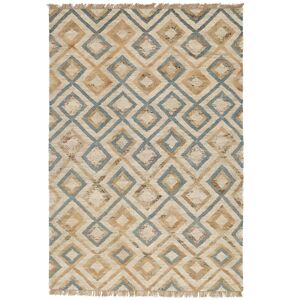 RugVista Patagonia Jute Tæppe - Crème beige / Blå 200x300