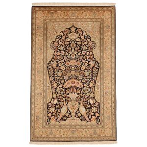 Håndknyttet. Oprindelse: India Kashmir pure silke 24 / 24 Quality Tæppe 125x199