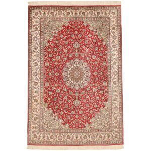 Håndknyttet. Oprindelse: India Kashmir pure silke 24 / 24 Quality Tæppe 127x188