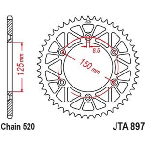 JT SPROCKETS Racelite aluminium sort bageste tandhjul 897 - 520