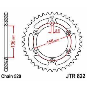 JT SPROCKETS Standard stålkrone 822 - 520