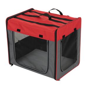 zooplus Exclusive Foldbar transportkasse First Class Basic - Str. M: B 46 x T 61 x H 53,5 cm, rød/grå