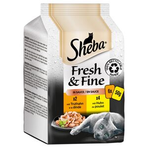 12x50g Fresh & Fine Kylling & Kalkun i sauce Sheba kattemad