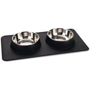 1stk. Dobbeltskål Sort: 2 X 350 ml, Ø 14 cm Dex Diner Set Silikon Karlie madskål hund