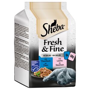 Sheba 6x50g Fresh & Fine Tun & Laks i gelé Sheba kattemad