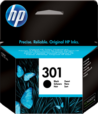 HP 301 BK (CH561EE) sort blækpatron, 3ml Original HP 301 BK (CH561EE) sort blækpatron, 3ml Original