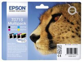 Epson T0715 CMYK combo pack 4 stk blækpatron - Original - BK/C/M/Y 23,9 ml Epson T0715 CMYK combo pack 4 stk blækpatron - Original - BK/C/M/Y 23,9 ml