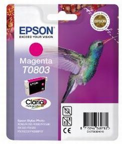 Epson T0803 M (C13T08034011), Magenta Blækpatron, Original Epson T0803 M (C13T08034011), Magenta Blækpatron, Original