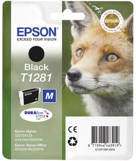 Epson T1281 BK (C13T12814012) Sort Blækpatron, Original 5,95ml Epson T1281 BK (C13T12814012) Sort Blækpatron, Original 5,95ml