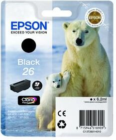 Epson 26 T2601 BK - C13T26014012 Original - Sort 4,4 ml Epson 26 T2601 BK - C13T26014012 Original - Sort 4,4 ml