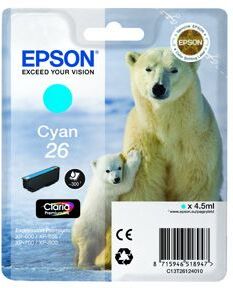 Epson 26 T2612 C - C13T26124010 Original - Cyan 6 ml Epson 26 T2612 C - C13T26124010 Original - Cyan 6 ml