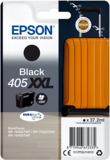 Epson T405 XXL BK blækpatron - C13T02J14010 Original - Sort 37,2 ml Epson T405 XXL BK blækpatron - C13T02J14010 Original - Sort 37,2 ml