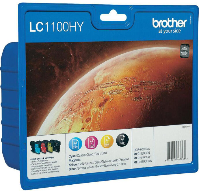 Brother LC1100 combo pack 4 stk - LC1100HYV Original - BK/C/M/Y 54,8 ml